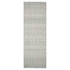 7' X 10' Gray Geometric Flatweave Handmade Distressed Area Rug With