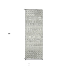 7' X 10' Gray Geometric Flatweave Handmade Distressed Area Rug With