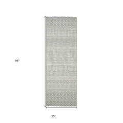 7' X 10' Gray Geometric Flatweave Handmade Distressed Area Rug With