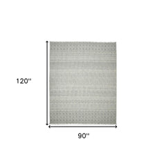7' X 10' Gray Geometric Flatweave Handmade Distressed Area Rug With