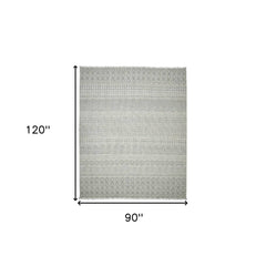 7' X 10' Gray Geometric Flatweave Handmade Distressed Area Rug With