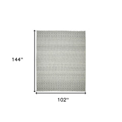 7' X 10' Gray Geometric Flatweave Handmade Distressed Area Rug With