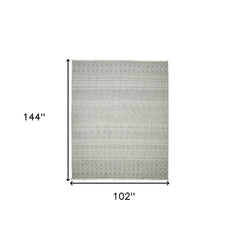 7' X 10' Gray Geometric Flatweave Handmade Distressed Area Rug With