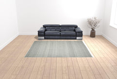 7' X 10' Gray Geometric Flatweave Handmade Distressed Area Rug With