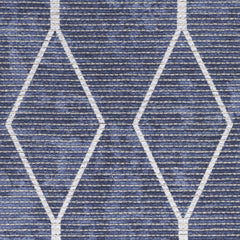 6' X 9' Blue and Ivory Geometric Power Loom Washable Area Rug
