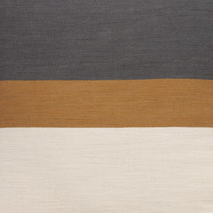 24" Dark Gray Brown And Off White Cotton Striped Throw Pillow