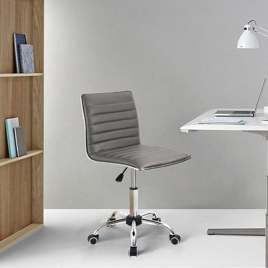 Mid Back Task Chair, Low Back Leather Swivel Office Chair, Vanity