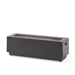Modern Dark Grey 40' Outdoor Iron Propane Fire Pit, 50,000 BTU, Sleek