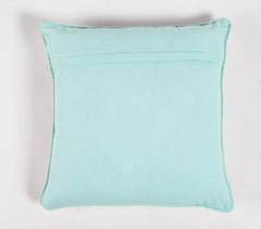 16" Blue and White Botanical Cotton Throw Pillow Cover With Beads