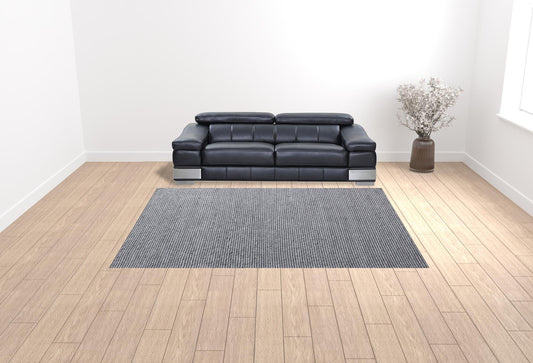 2' X 3' Gray Wool Striped Hand Woven Area Rug