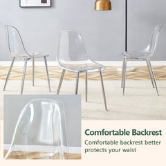 Transparent and Stylish Ergonomic Dining Chair with Silver Metal Legs