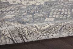 9' X 12' Gray and Ivory Medallion Power Loom Area Rug