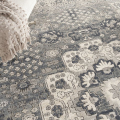 9' X 12' Gray and Ivory Medallion Power Loom Area Rug