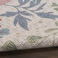 4' X 6' Gray and Pink Floral Power Loom Washable Non Skid Area Rug