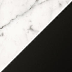 24" Black and White Marble and Metal Cylinder Table Lamp With White