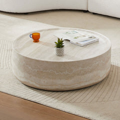 31.49''  Faux MARS Pattern Coffee Tables for Living Room Round Tea