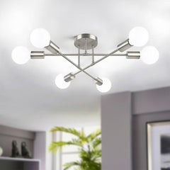Modern Sputnik Chandelier, 6-Light Ceiling Light Fixture, Bedroom