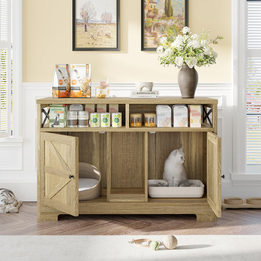 Cat Litter Box Enclosure for 2 Cats, Double Hidden Litter Box