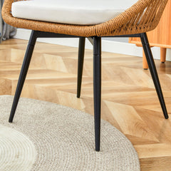 Modern 3-Piece Set: 17.7' Anti-Spill Round Coffee Table + 2 Rattan