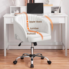 Home Office Chair, Faux Leather Desk Chair, Modern Swivel Chair with