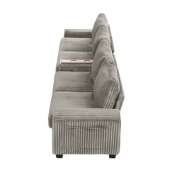 Modern 4-Seater Corduroy Sofa Couch with USB Ports, Hidden Storage