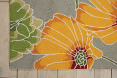 8' X 11' Gray Red and Yellow Floral Hand Carved Handmade Area Rug