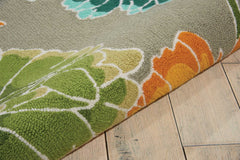 8' X 11' Gray Red and Yellow Floral Hand Carved Handmade Area Rug