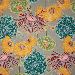 8' X 11' Gray Red and Yellow Floral Hand Carved Handmade Area Rug