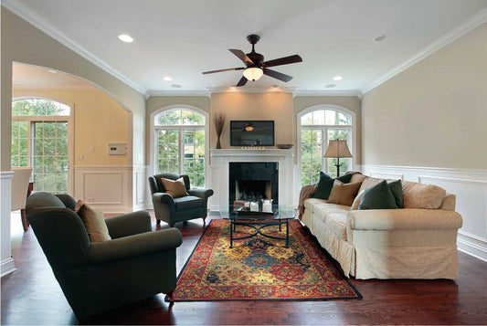 4' X 6' Tan Black and Red Wool Floral Area Rug