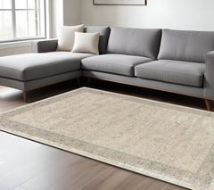 2' X 3' Beige Floral Area Rug