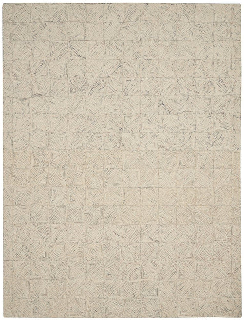 8' X 11' Ivory Tan and Gray Wool Geometric Area Rug