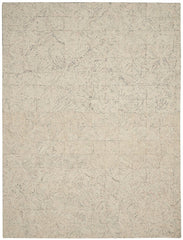 8' X 11' Ivory Tan and Gray Wool Geometric Area Rug