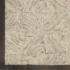 8' X 11' Ivory Tan and Gray Wool Geometric Area Rug