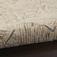 8' X 11' Ivory Tan and Gray Wool Geometric Area Rug