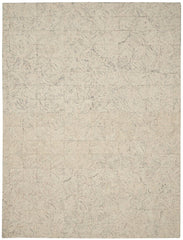 8' X 11' Ivory Tan and Gray Wool Geometric Area Rug
