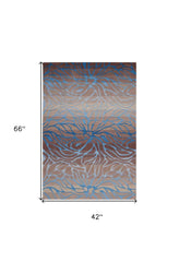4' X 6' Gray and Blue Abstract Area Rug