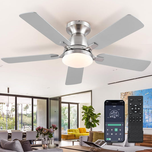 Ceiling Fans with Lights and Remote/App Control,46" Flush Mount