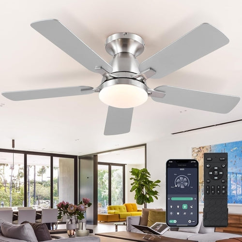 Ceiling Fans with Lights and Remote/App Control,46" Flush Mount
