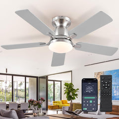 Ceiling Fans with Lights and Remote/App Control,46" Flush Mount