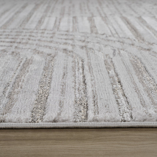 4' X 6' Light Gray and Ivory Abstract Distressed Area Rug
