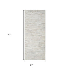 2' X 5' Gray and Beige Geometric Distressed Area Rug
