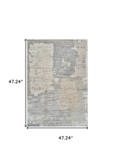 4' X 6' Gray and Cream Abstract Distressed Area Rug