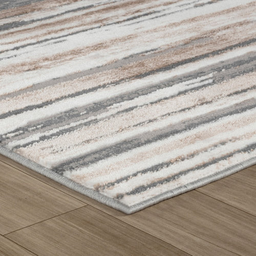 5' X 8' Beige and Gray Abstract Worn Faded Area Rug