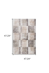 4' X 6' Beige and Brown Abstract Distressed Area Rug