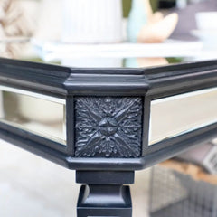 Silver Mirrored Coffee Table, Black Vintage Carved Wooden, Rectangle
