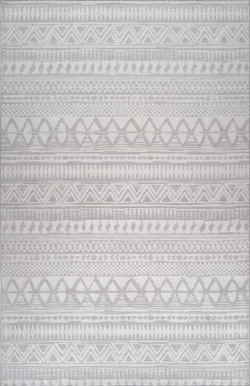 4' X 6' Gray and Cream Abstract Distressed Area Rug
