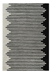 7' X 10' Cream and Black Abstract Distressed Area Rug