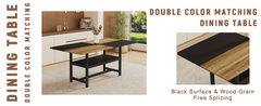 Table and chair set.71*35.4 inch Wooden And Black Spliced Dining Table