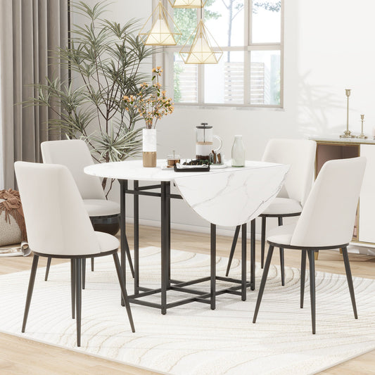 Space-Saving 5-Piece Extendable Kitchen Dining Table Set for Small