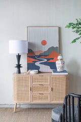 D15x26.7' Black Aluminum Table Lamp with Two Varying Round Accents and